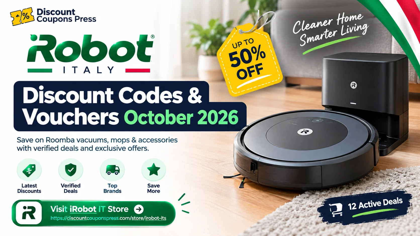 iRobot IT Roomba robot vacuum and mop deals, discount codes and vouchers