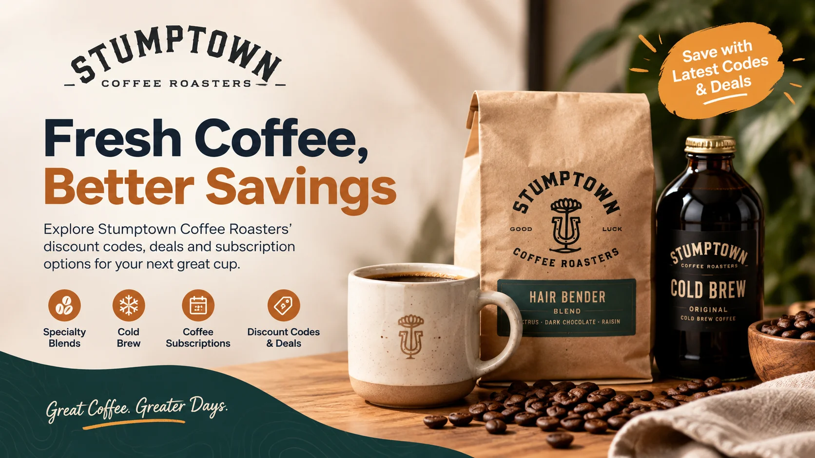 Stumptown Coffee Roasters coffee subscription, specialty coffee, cold brew and discount deals for coffee lovers.