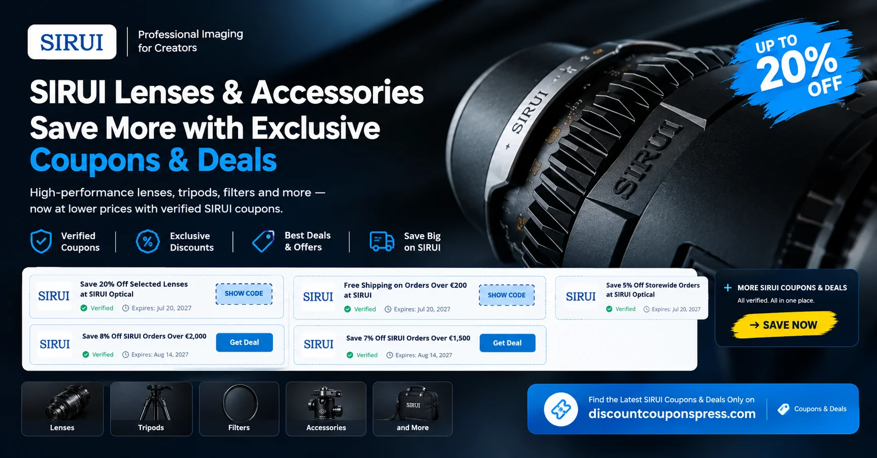 SIRUI Discount Code September 2026: All 7 Verified SIRUI Optical GmbH (DE) Coupons, Deals & Free Shipping Offers