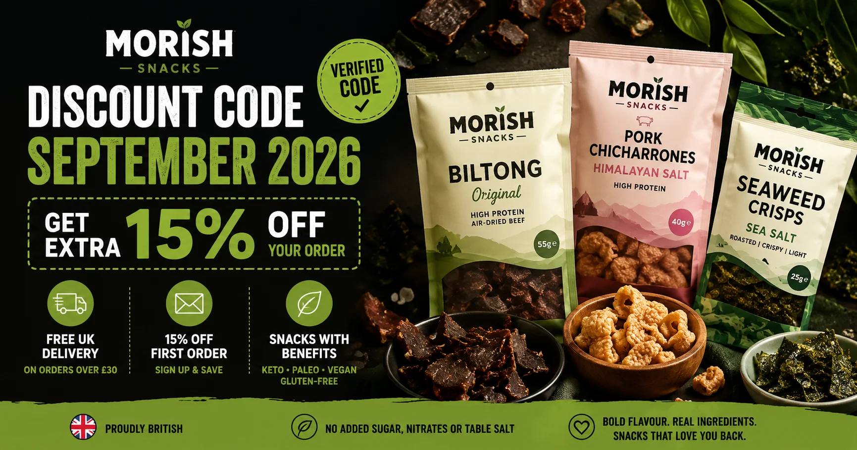 Morish Snacks Discount Code September 2026