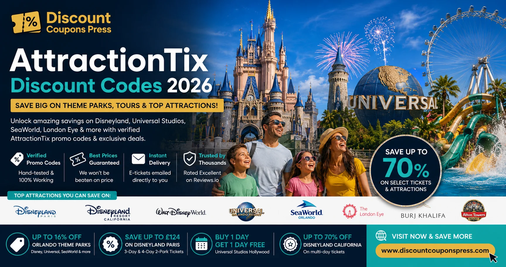 AttractionTix Discount Codes 2026: Save Big on Theme Parks, Tours & Top Attractions August 2026