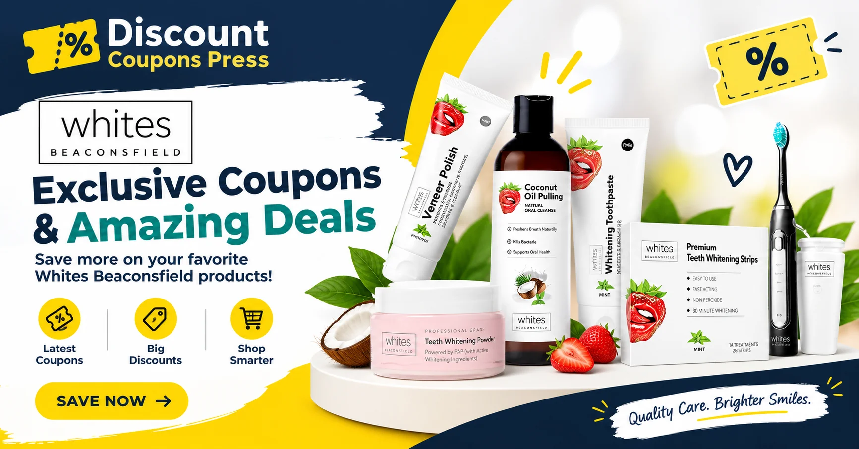 Whites Beaconsfield Coupons & Discount Codes September 2026: Save on Teeth Whitening Strips, Kits & More