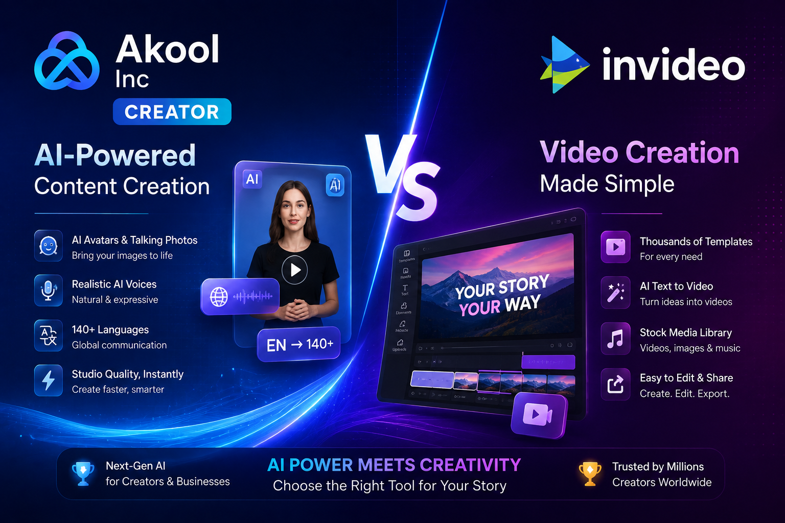 Akool Inc-Creator vs InVideo: Which AI Video Generator Should You Choose in 2026?
