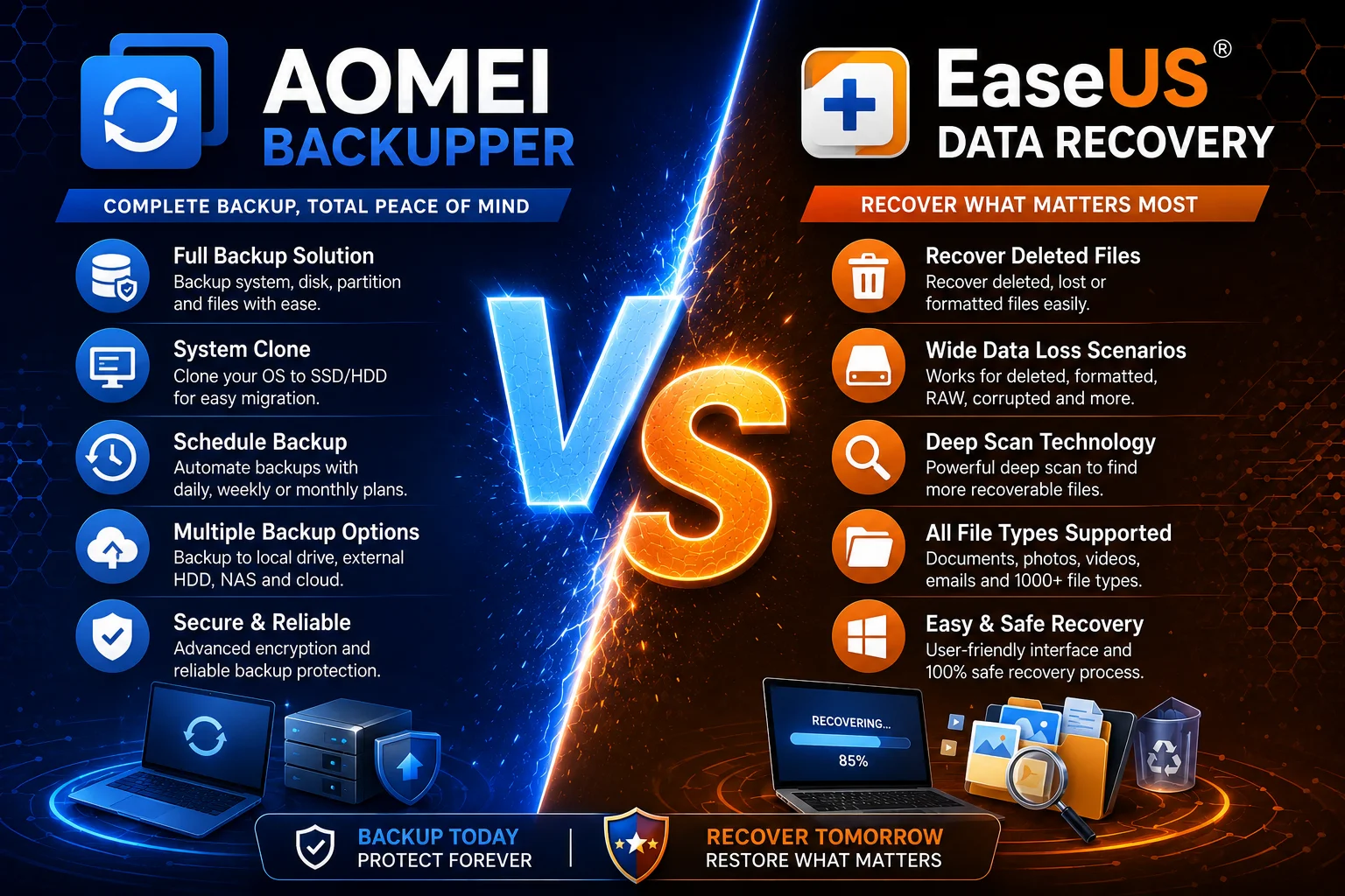 AOMEI Backupper vs EaseUS Data Recovery: Which Is Better in 2026?