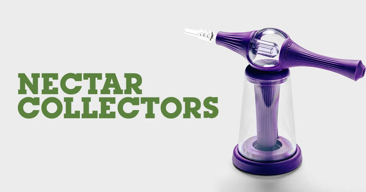 Nectar Collector vertical vaporizer equipment featuring modular kits, glass components, quartz tips, diffusers, connectors, mouthpieces, and accessories.