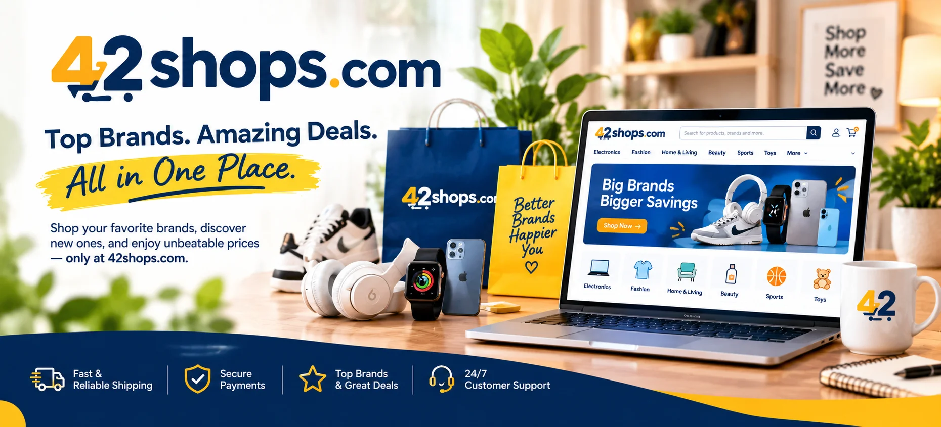 42Shops official online store homepage displaying anime cosplay costumes, styled wigs, prop replicas, and Japanese street fashion collection.