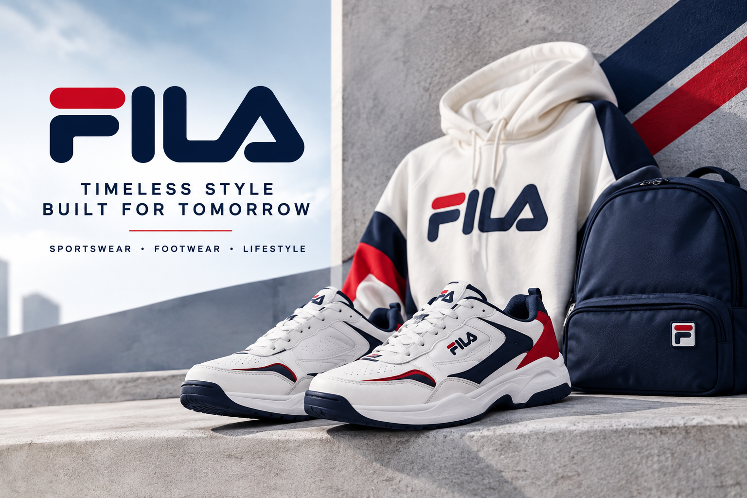 FILA Singapore online store featuring sneakers, sportswear, tennis and golf apparel, clothing, bags, caps, accessories, and kids' footwear.