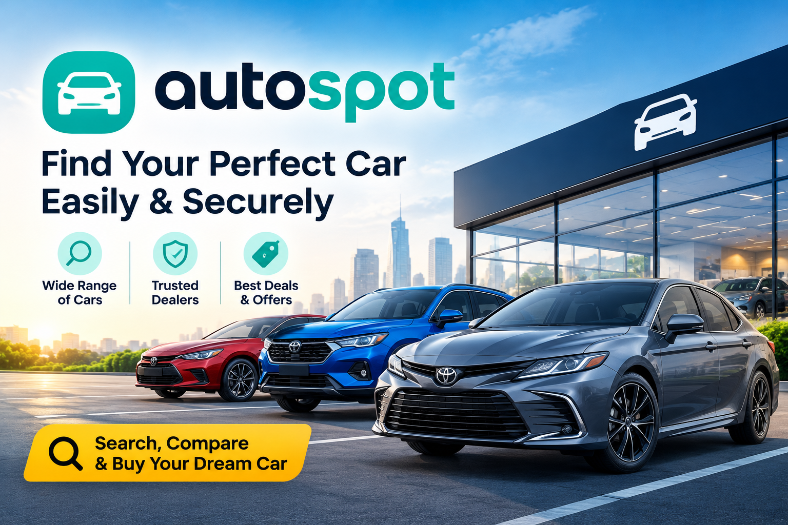 Autospot automotive marketplace featuring new and used cars, official dealer offers, vehicle price comparisons, maintenance, repairs, bodywork, and automotive services.