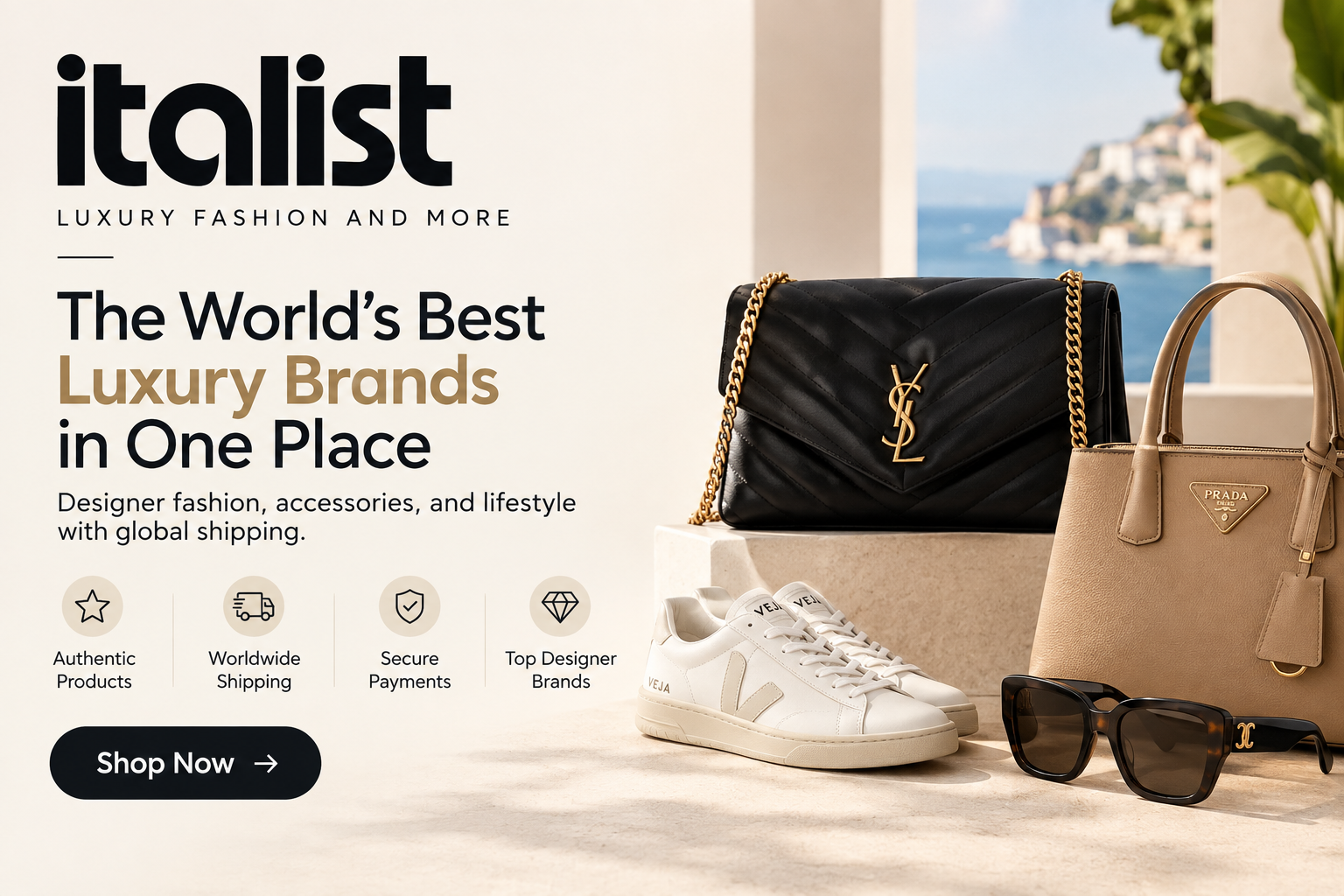 italist luxury fashion store featuring authentic designer clothing, shoes, handbags, accessories, jewelry, watches, and premium fashion from European boutiques.